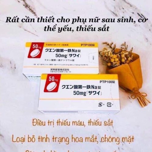 Viên uống bổ sung sắt Sawai PTP100 50mg