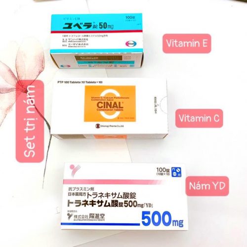 Sét trị nám tàn nhang Transamin - Cinal C - Vitamin E Nhật Bản - hộp 100 viên