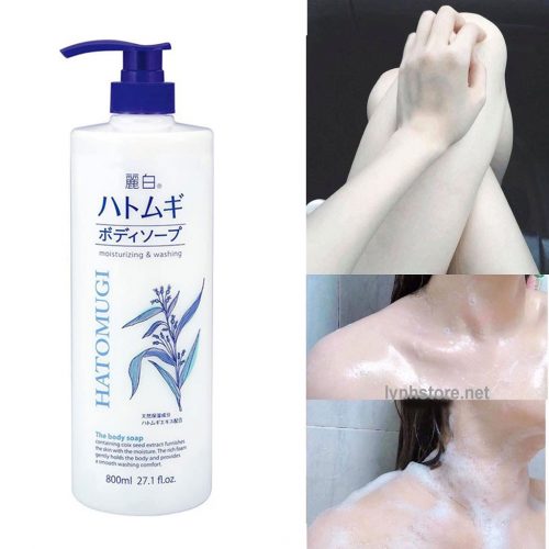Sữa tắm dưỡng ẩm trắng da Hatomugi Moisturizing Washing 800ml